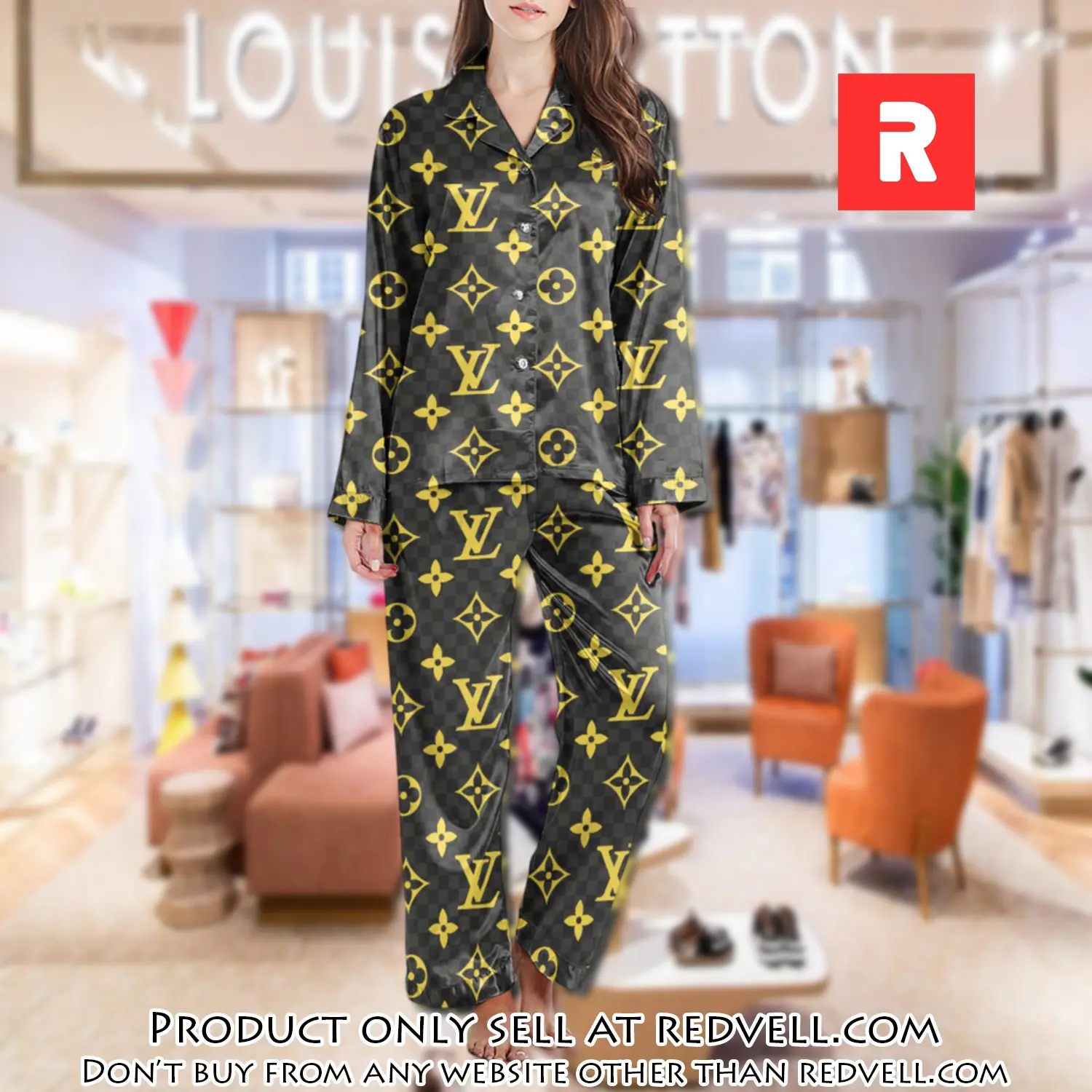 Lv monogram long satin pajama set pjs1015 rv5541179